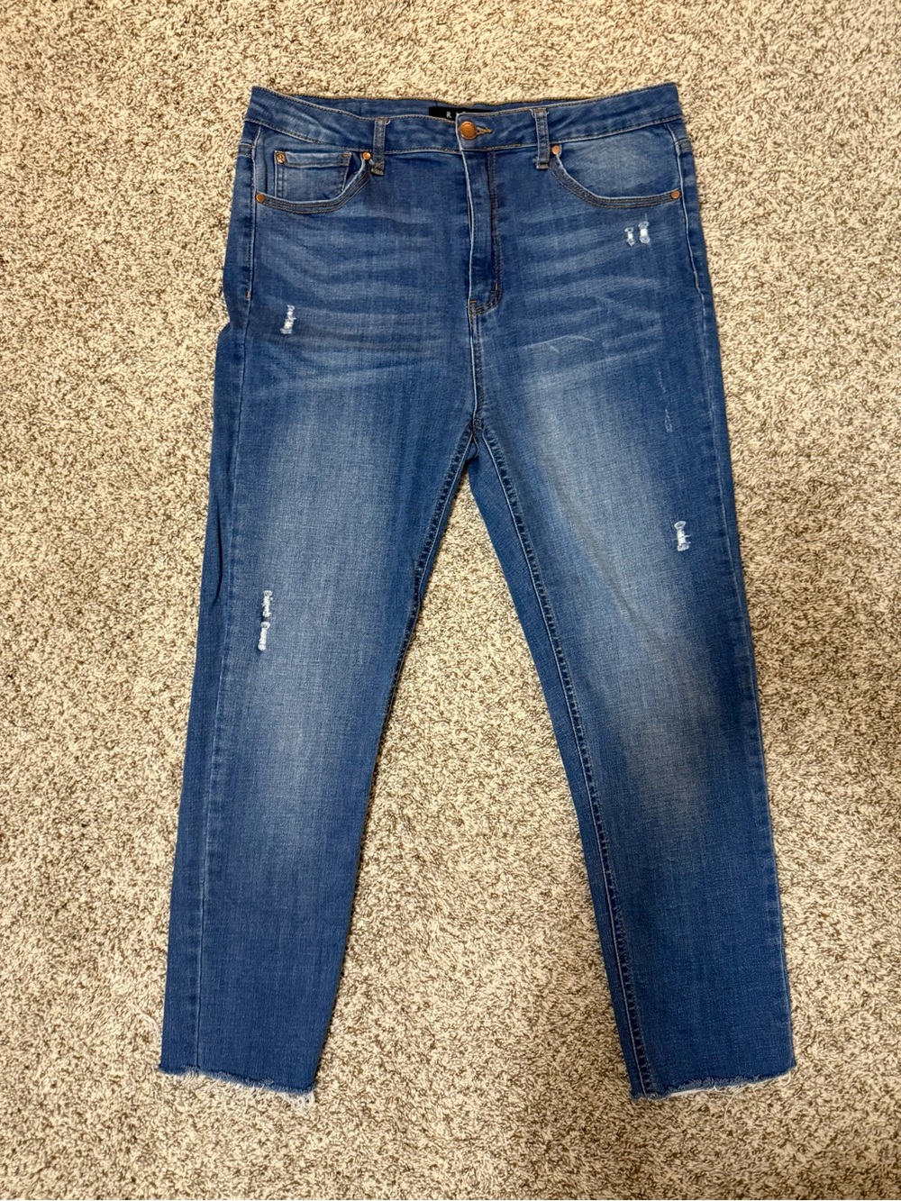 Risen Mid-Rise Crop Jean with Subtle Distress